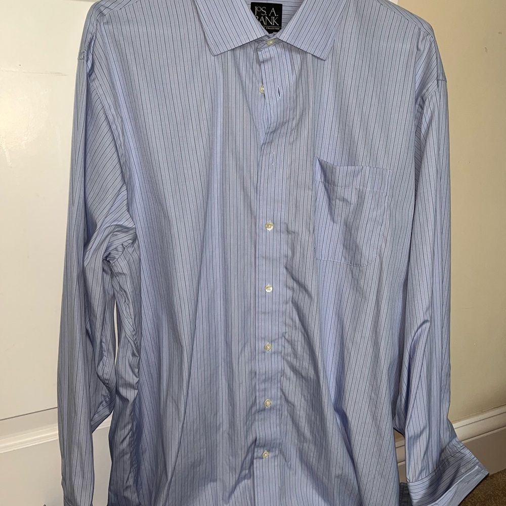 Jos A Bank Button down long sleeve collared shirt size 17.5/34